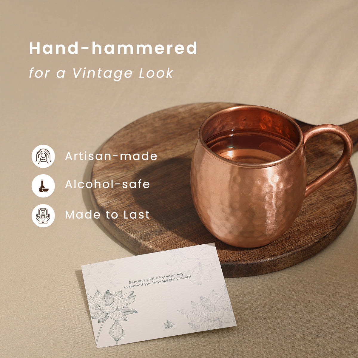 Hand-hammered Copper Moscow Mule Mug | 500 ml | Single