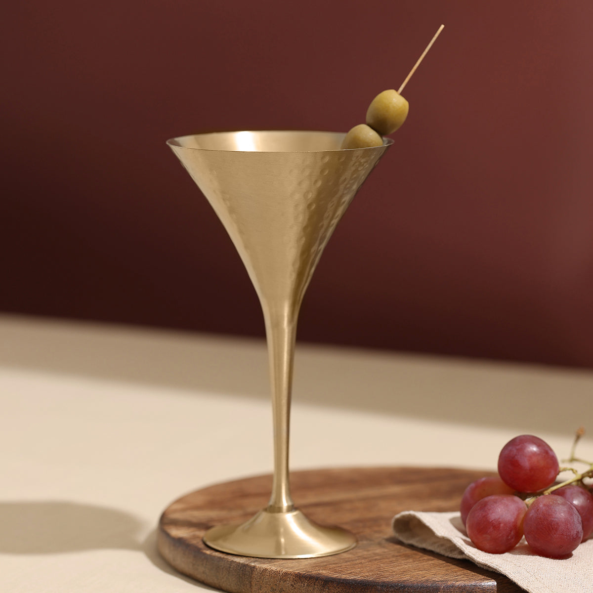 Brass Martini Glasses | Set of 2 | Hammered