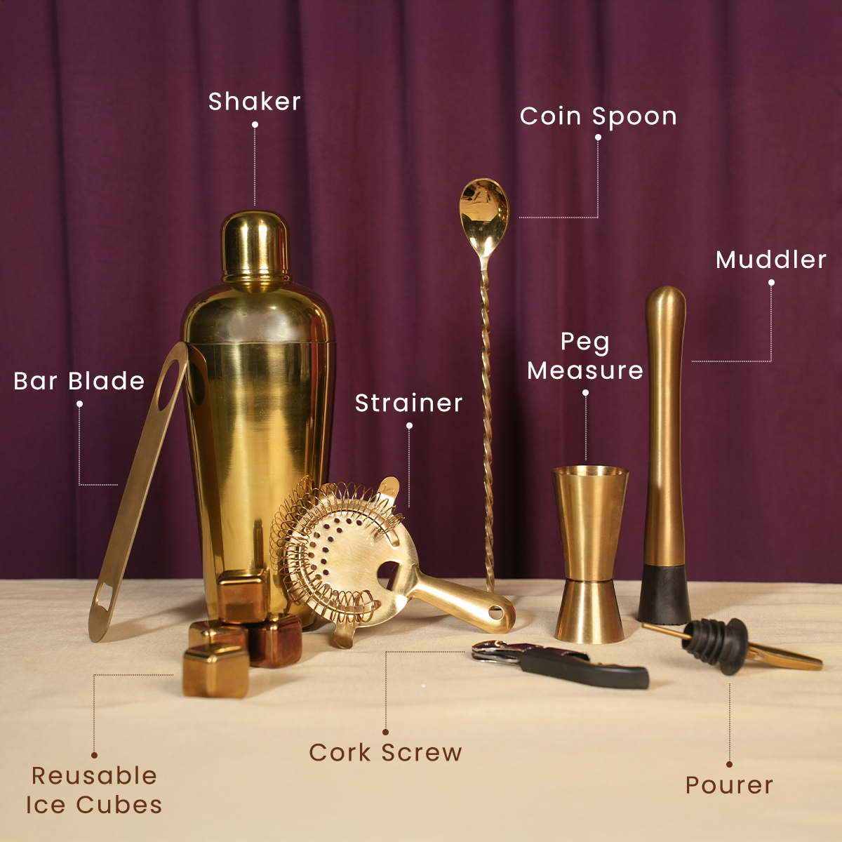 Bar Tools Set with Shaker Gift Box | Gifts for Him