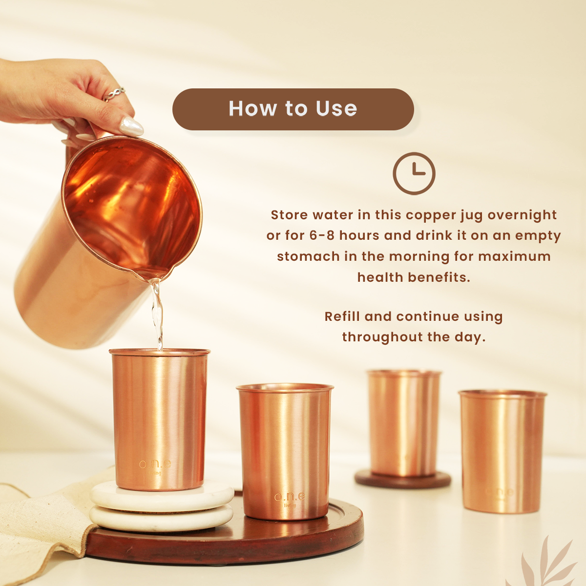 Pure Copper Jug & 4 Glasses with Gift Box | Wedding Gift Pack