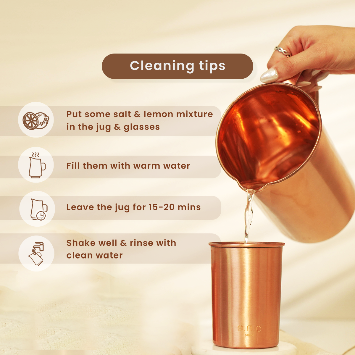 Pure Copper Jug & 4 Glasses with Gift Box | Wedding Gift Pack