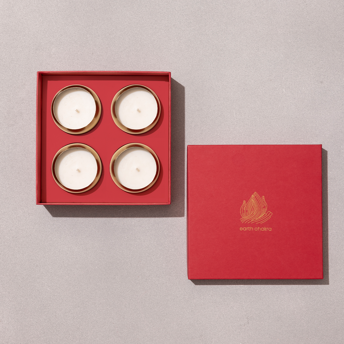 Brass Soy Wax Candles | Set of 4 | Lavender & Patchouli | Gift Box