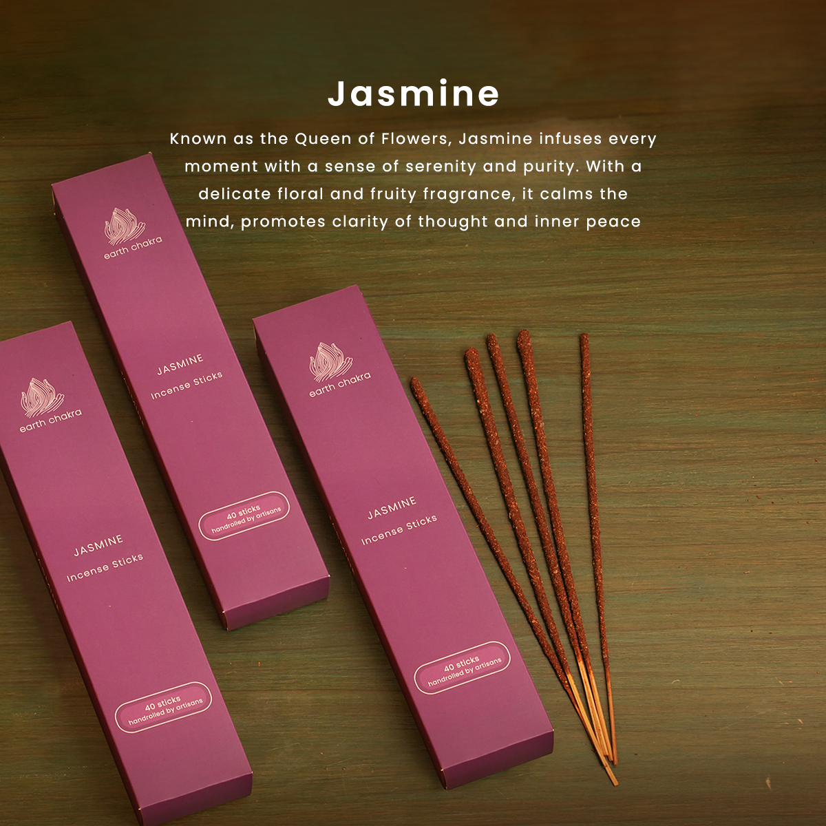 Jasmine Incense Sticks | Pack of 40 | Charcoal-free