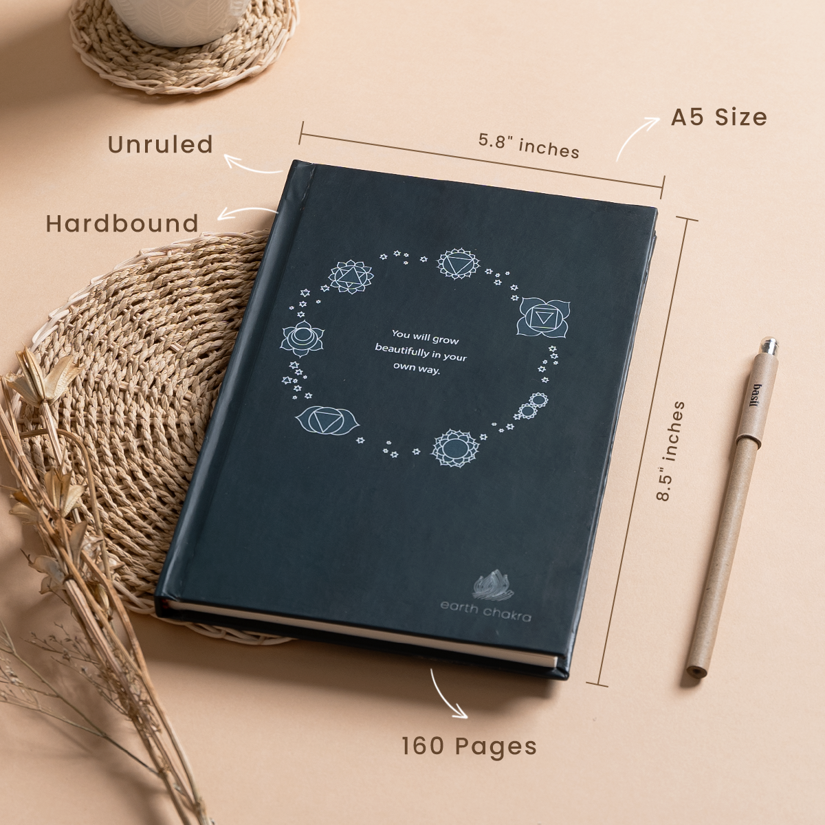 Eco-friendly Diary | Hardbound | Unruled | 160 Pages | Green
