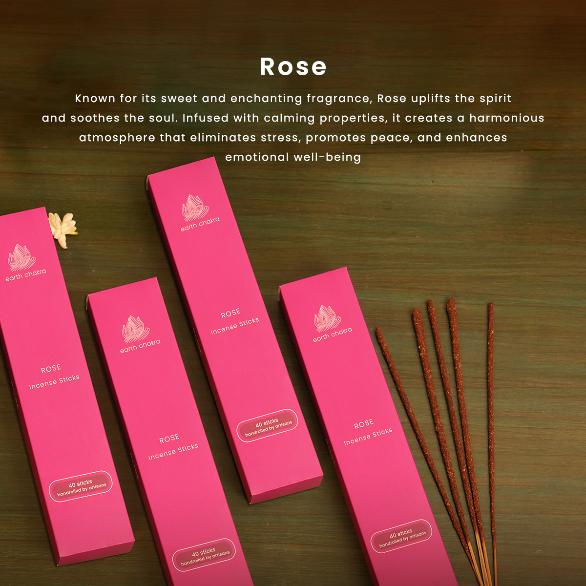 Rose Incense Sticks | Pack of 40 | Charcoal-free