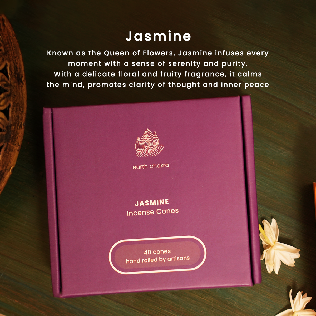 Jasmine Incense Cones | Pack of 40 | Charcoal-free