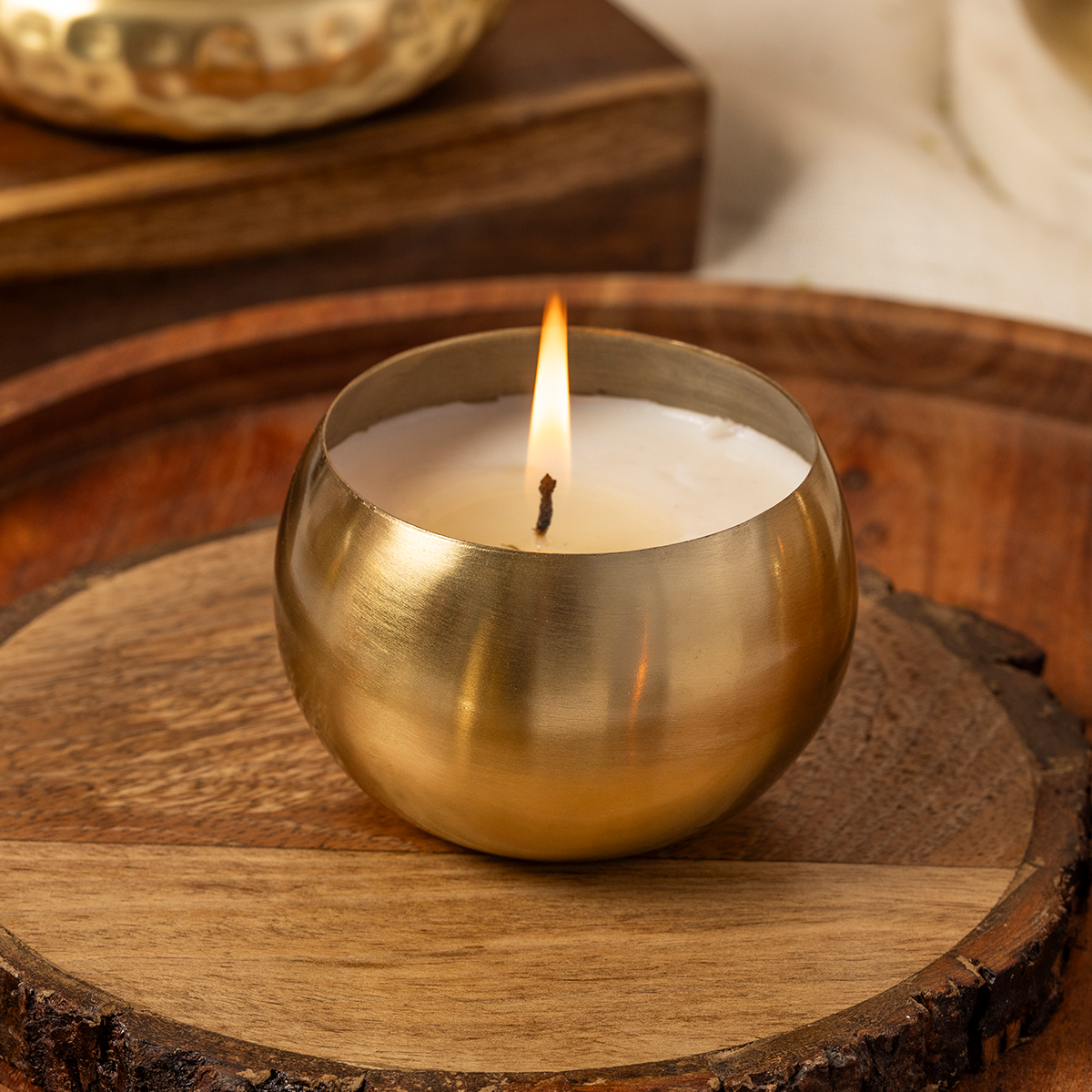 Brass Soy Wax Candles | Set of 4 | Lavender & Patchouli | Gift Box