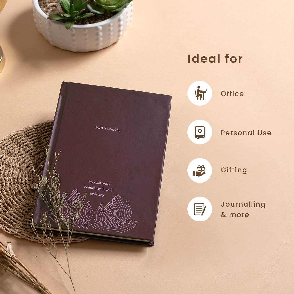 Eco-friendly Diary | Hardbound | Unruled | 160 Pages | Wine