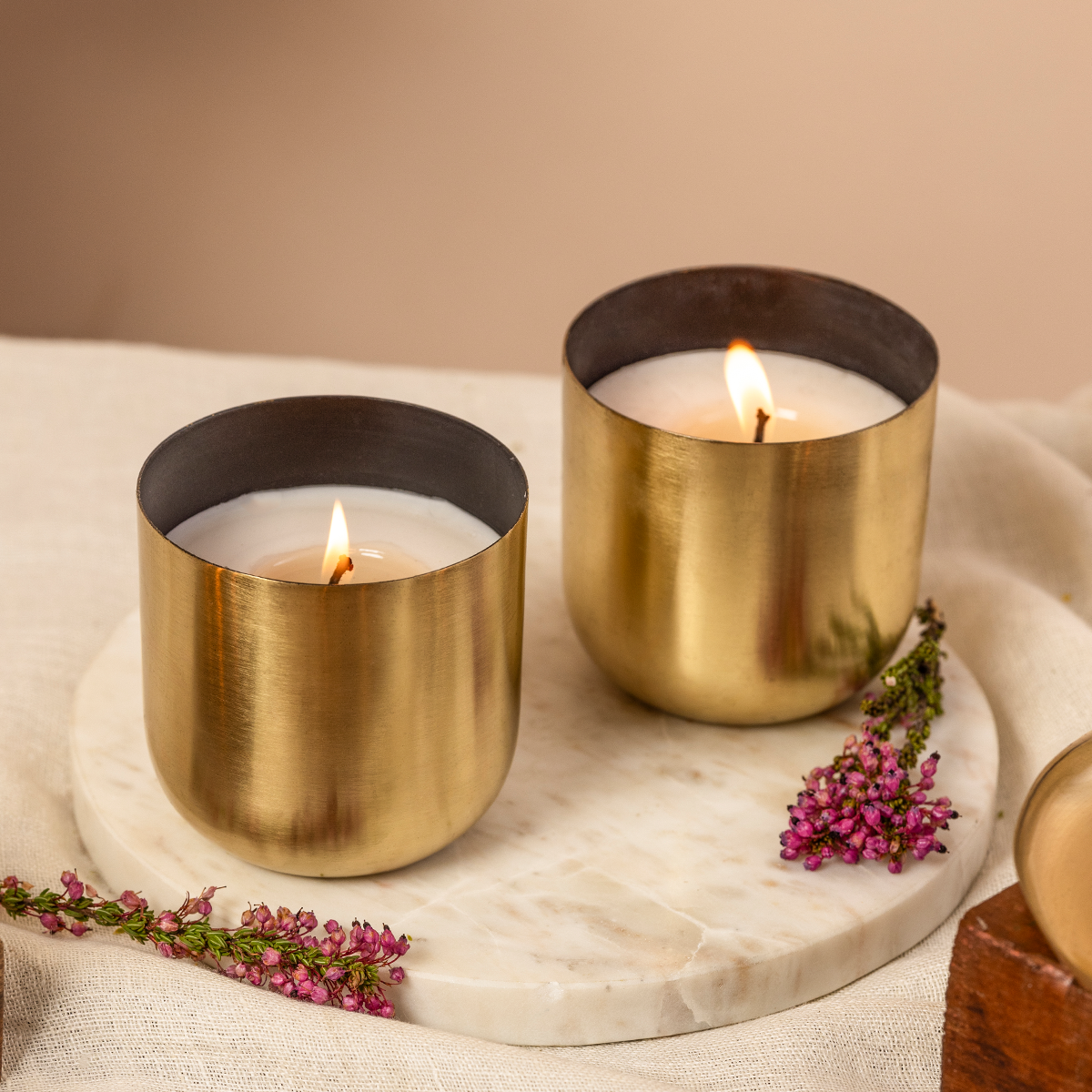 Brass Soy Wax Candles | Set of 2 | Lavender & Patchouli | Gift Box