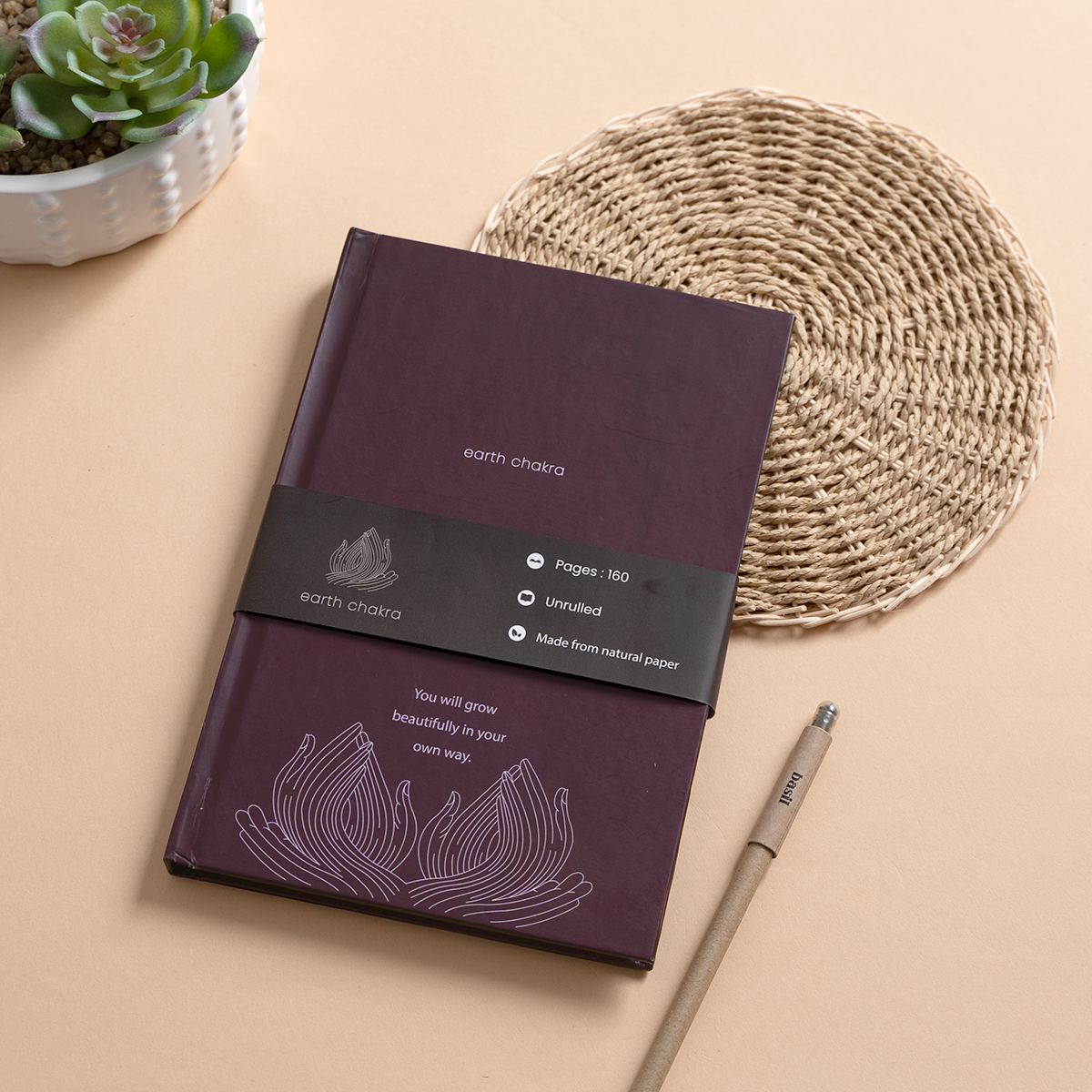 Eco-friendly Diary | Hardbound | Unruled | 160 Pages | Wine