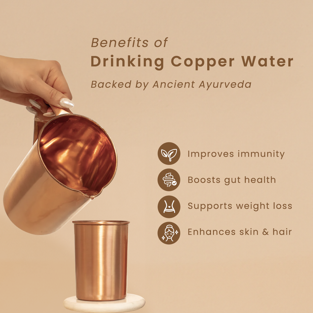 Pure Copper Jug & 4 Glasses with Gift Box | Wedding Gift Pack