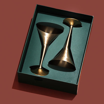 Brass Martini Glasses | Set of 2 | Hammered