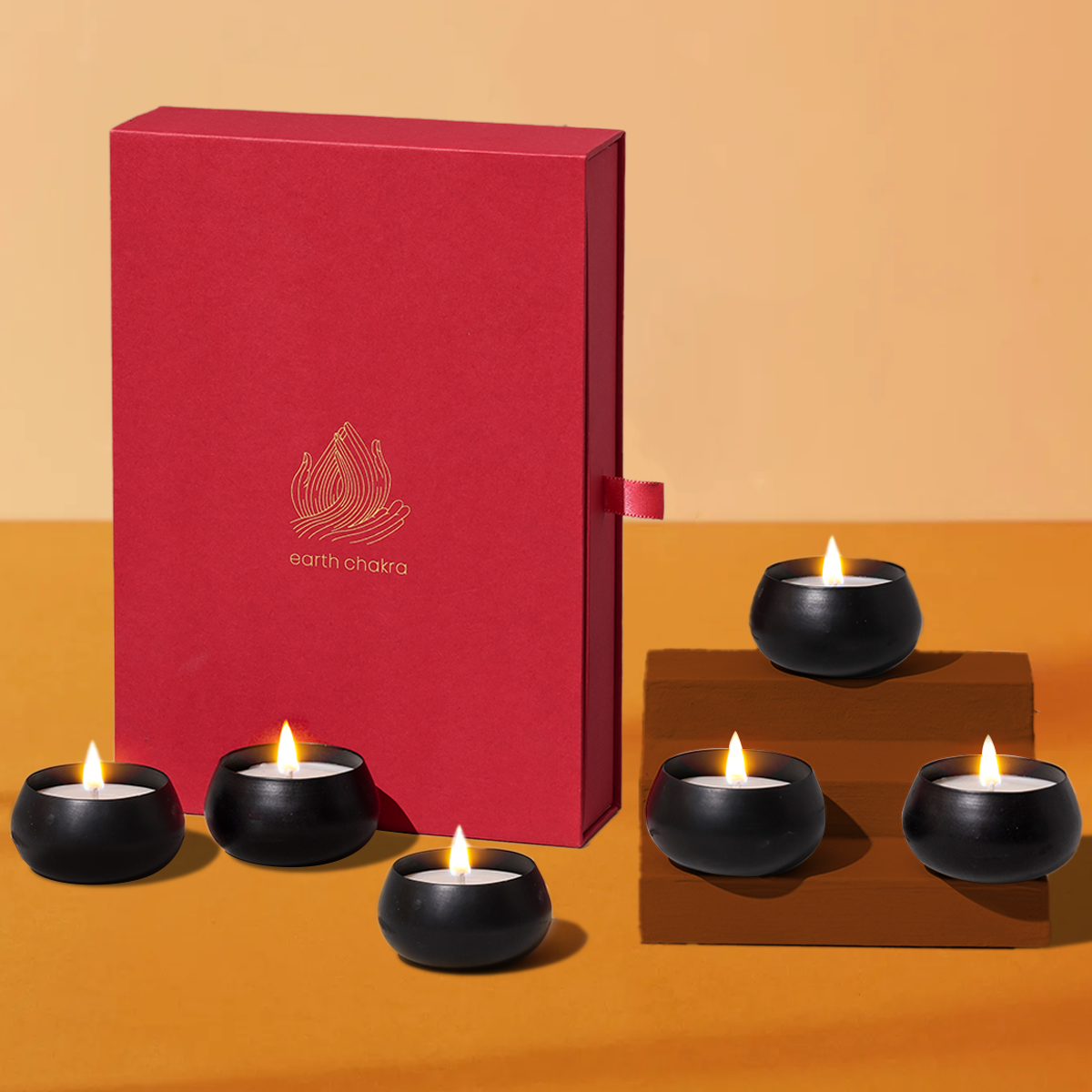Black Metal Small Candles  | Set of 6 | Vanilla | Soy Wax Candles | Gift Box