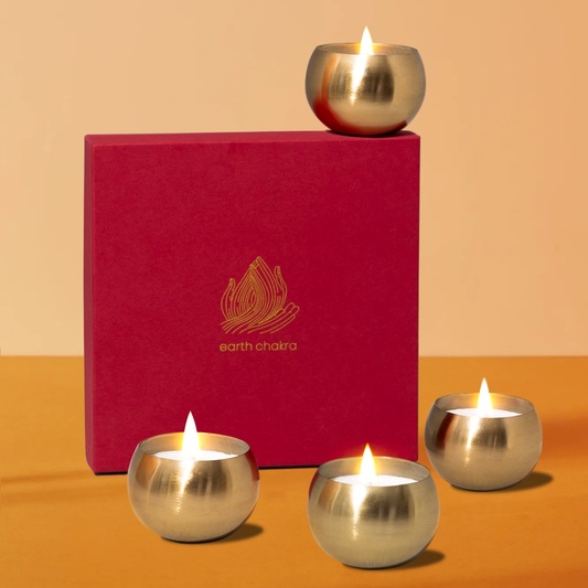 Brass Soy Wax Candles | Set of 4 | Lavender & Patchouli | Gift Box