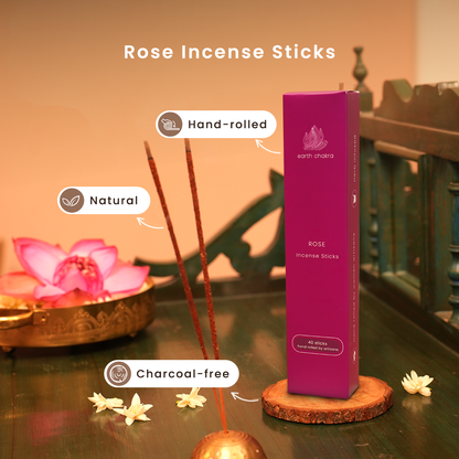 Rose Incense Sticks | Pack of 40 | Charcoal-free