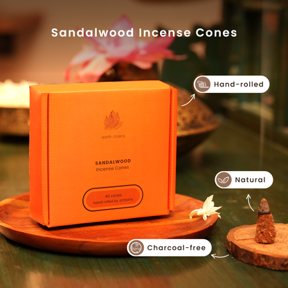 Sandalwood Incense Cones | Pack of 40 | Charcoal-free