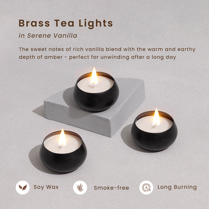 Black Metal Small Candles  | Set of 6 | Vanilla | Soy Wax Candles | Gift Box