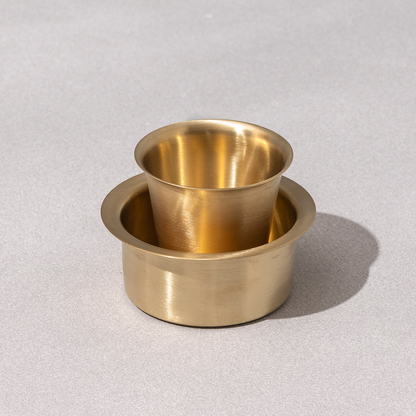 Pure Brass Filter Coffee & Dabara Set | Gold | Set of 3 | Gift Box Set