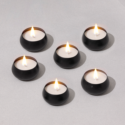 Black Metal Small Candles  | Set of 6 | Vanilla | Soy Wax Candles | Gift Box
